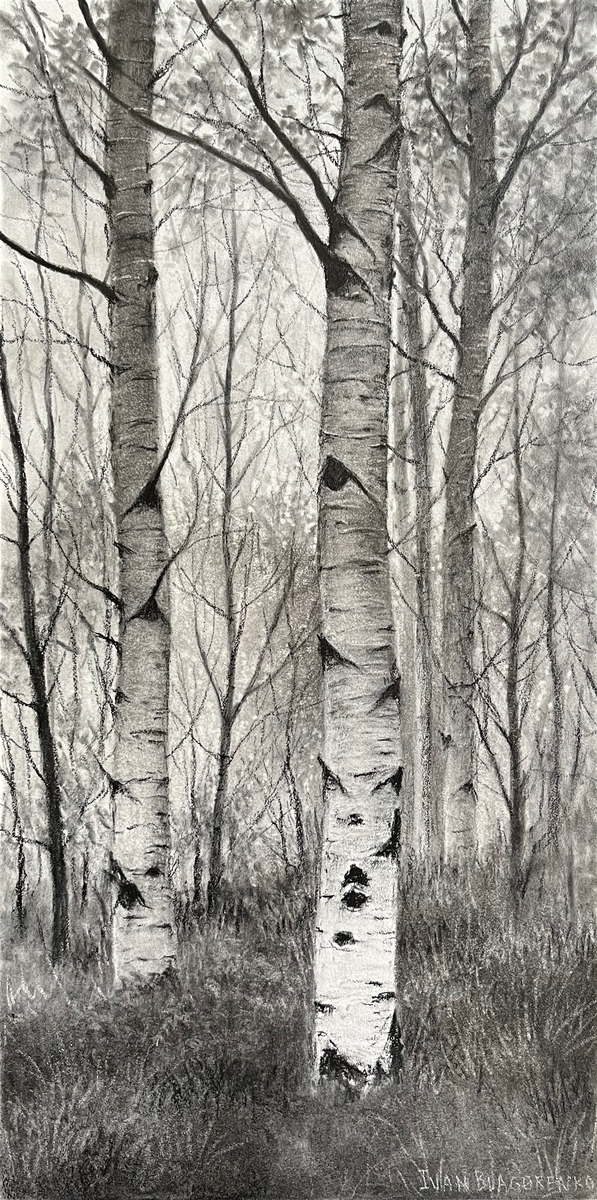 One and Many - Original Charcoal Painting by Ivan Blagorenko
