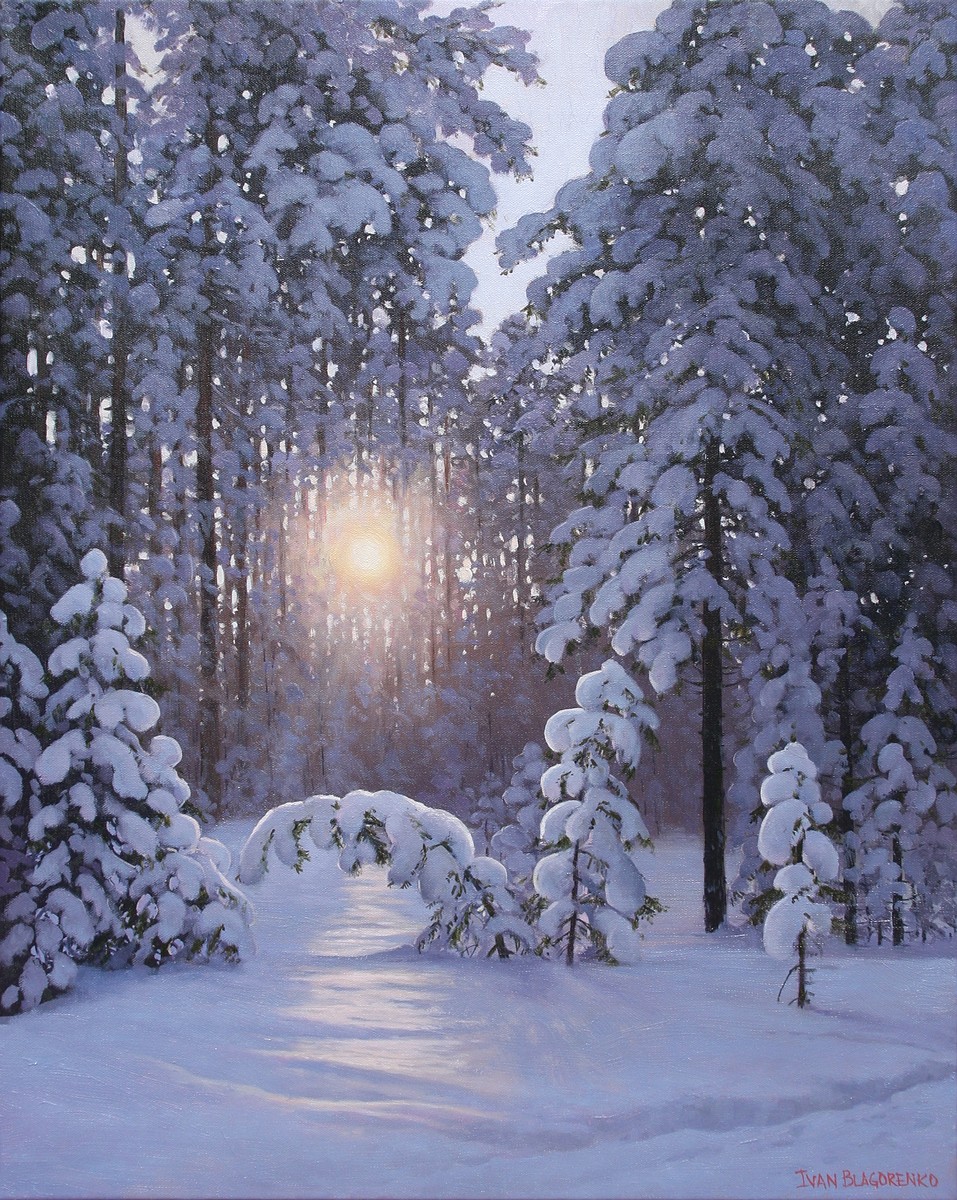 The Gentle Ambiance of Winter - Original Oil Painting by Ivan Blagorenko