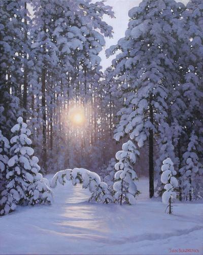 The Gentle Ambiance of Winter - Original Oil Painting by Ivan Blagorenko