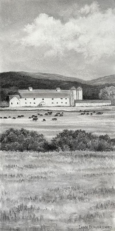 Echoes of the Day - Original Charcoal Painting by Ivan Blagorenko