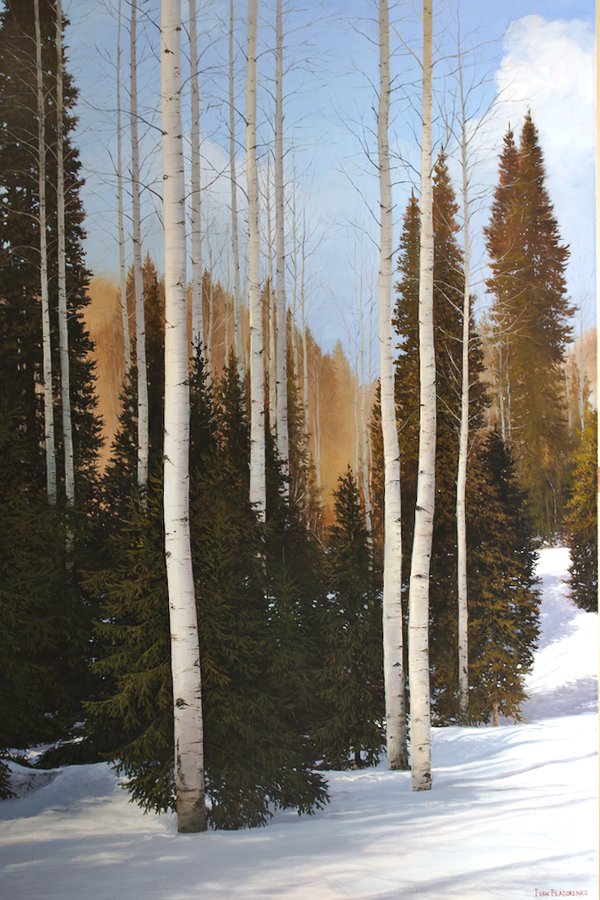 Aspens in the Snow - Original Oil Painting by Ivan Blagorenko